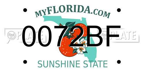 0072BF Florida License Plate