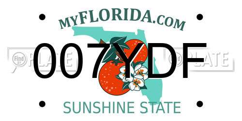 007YDF Florida License Plate