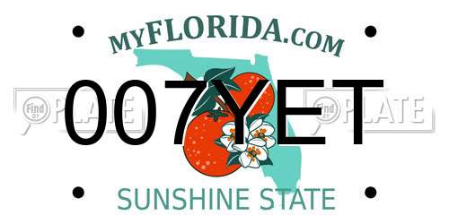007YET Florida License Plate