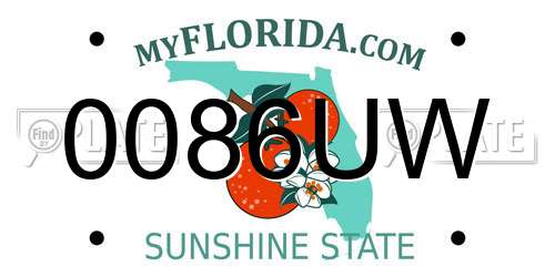 0086UW Florida License Plate