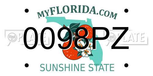 0098PZ Florida License Plate