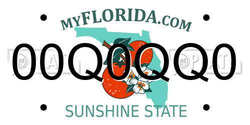 00Q0QQ0 Florida License Plate
