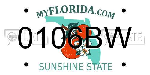 0106BW Florida License Plate