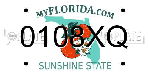 0108XQ Florida License Plate