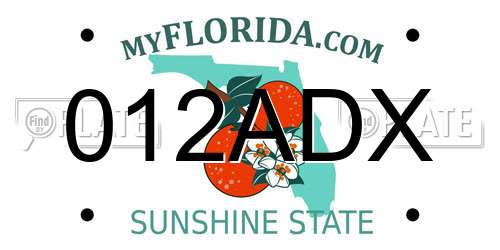 012ADX Florida License Plate