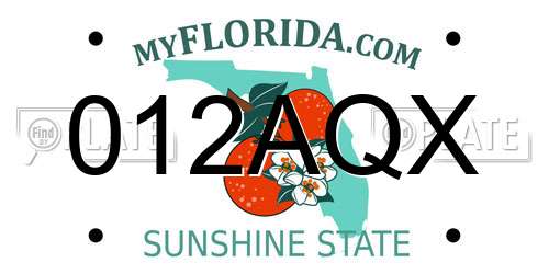 012AQX Florida License Plate