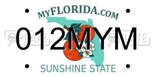 012MYM Florida License Plate
