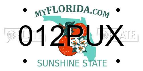 012PUX Florida License Plate