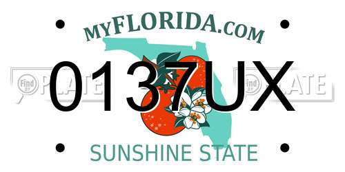 0137UX Florida License Plate