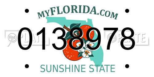 0138978 Florida License Plate