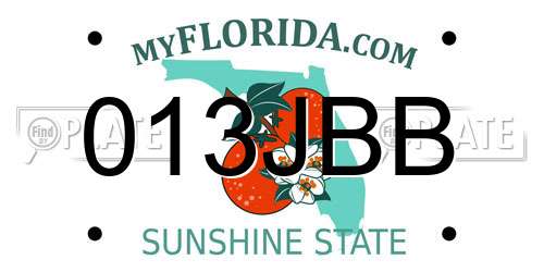 013JBB Florida License Plate