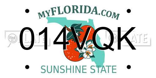 014VQK Florida License Plate