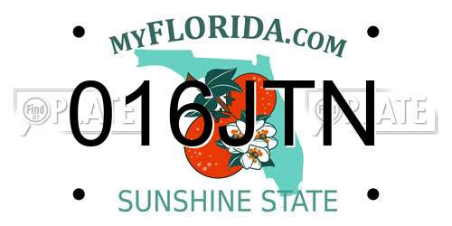 016JTN Florida License Plate