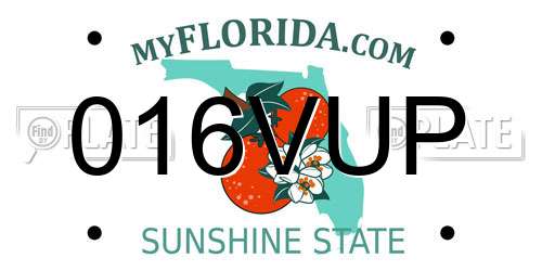 016VUP Florida License Plate