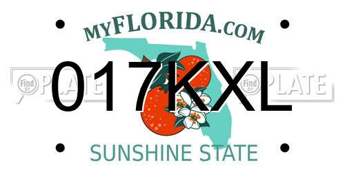 017KXL Florida License Plate