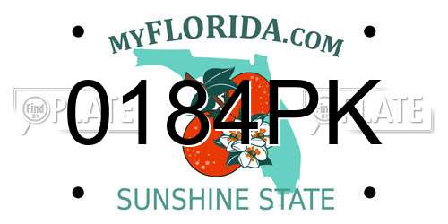 0184PK Florida License Plate