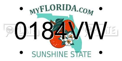 0184VW Florida License Plate