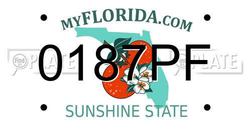 0187PF Florida License Plate