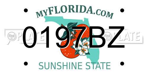 0197BZ Florida License Plate