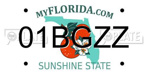 01BGZZ Florida License Plate