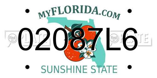 02087L6 Florida License Plate
