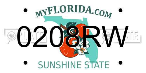 0208RW Florida License Plate