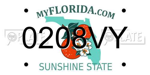 0208VY Florida License Plate