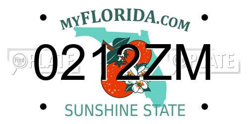 0212ZM Florida License Plate