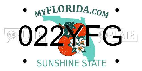 022YFG Florida License Plate