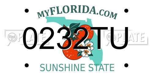 0232TU Florida License Plate