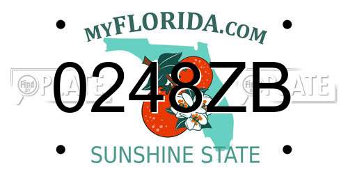 0248ZB Florida License Plate