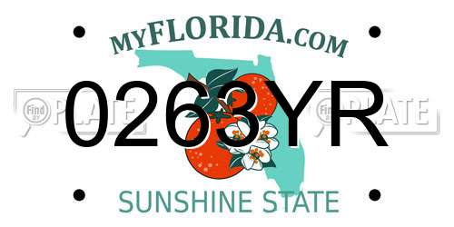 0263YR Florida License Plate