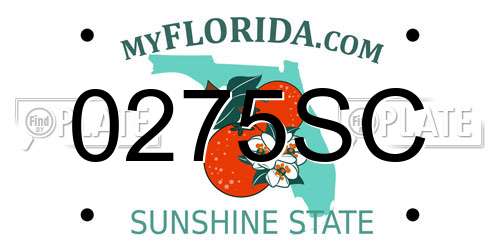 0275SC Florida License Plate