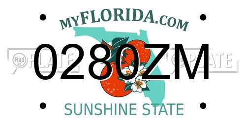 0280ZM Florida License Plate