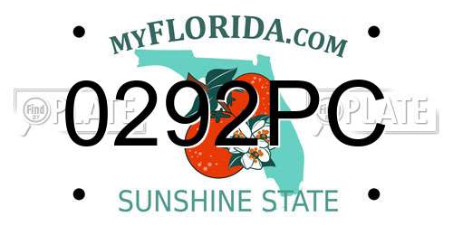 0292PC Florida License Plate