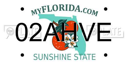 02AHVE Florida License Plate