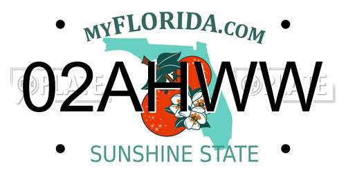 02AHWW Florida License Plate