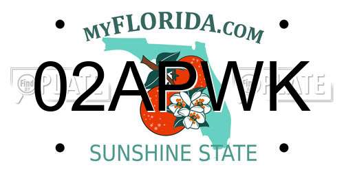 02APWK Florida License Plate