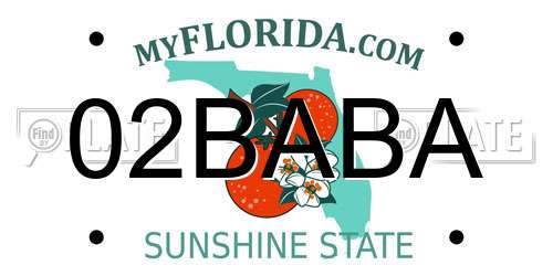 02BABA Florida License Plate