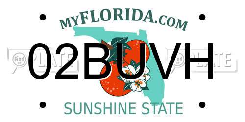 02BUVH Florida License Plate
