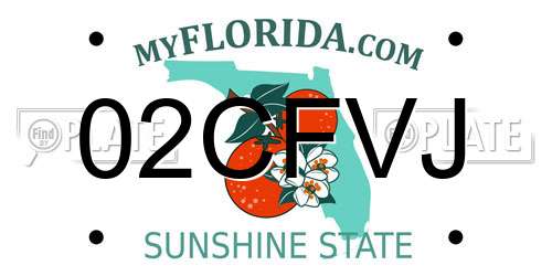 02CFVJ Florida License Plate