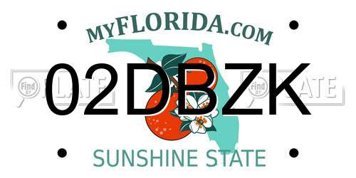 02DBZK Florida License Plate