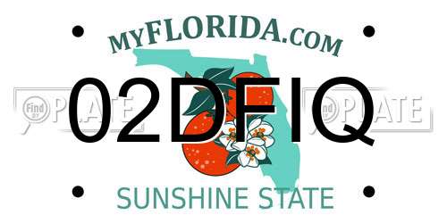 02DFIQ Florida License Plate
