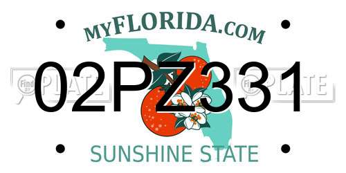 02PZ331 Florida License Plate