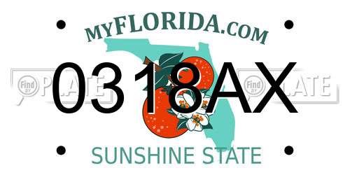 0318AX Florida License Plate