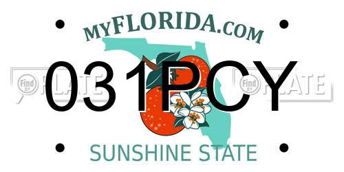 031PCY Florida License Plate