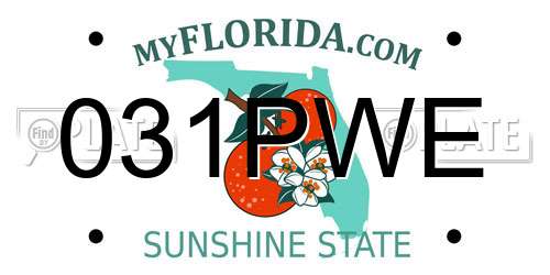 031PWE Florida License Plate