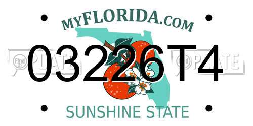 03226T4 Florida License Plate