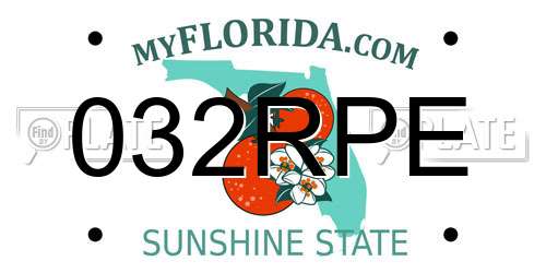 032RPE Florida License Plate