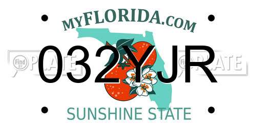 032YJR Florida License Plate